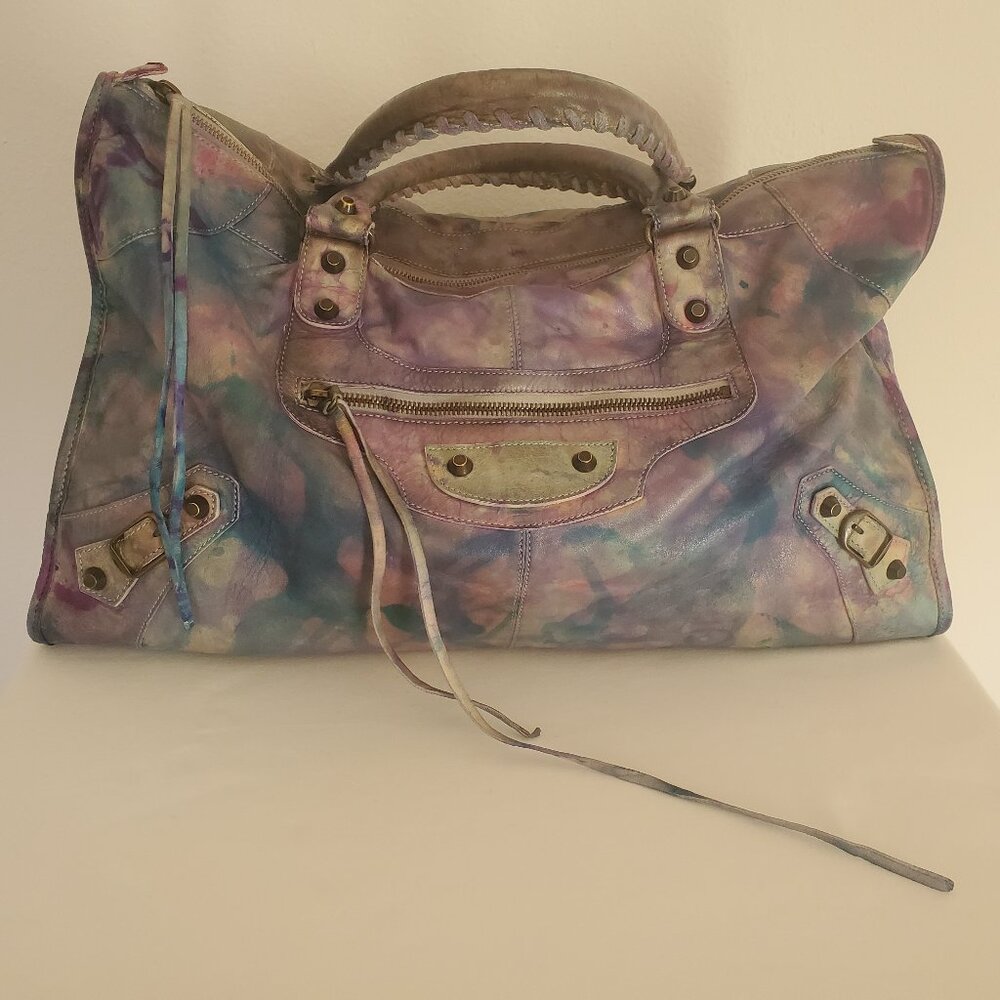 Balenciaga Graffiti giant City Bag Purse pink blue purple green grey gray silver - Picture 3 of 16